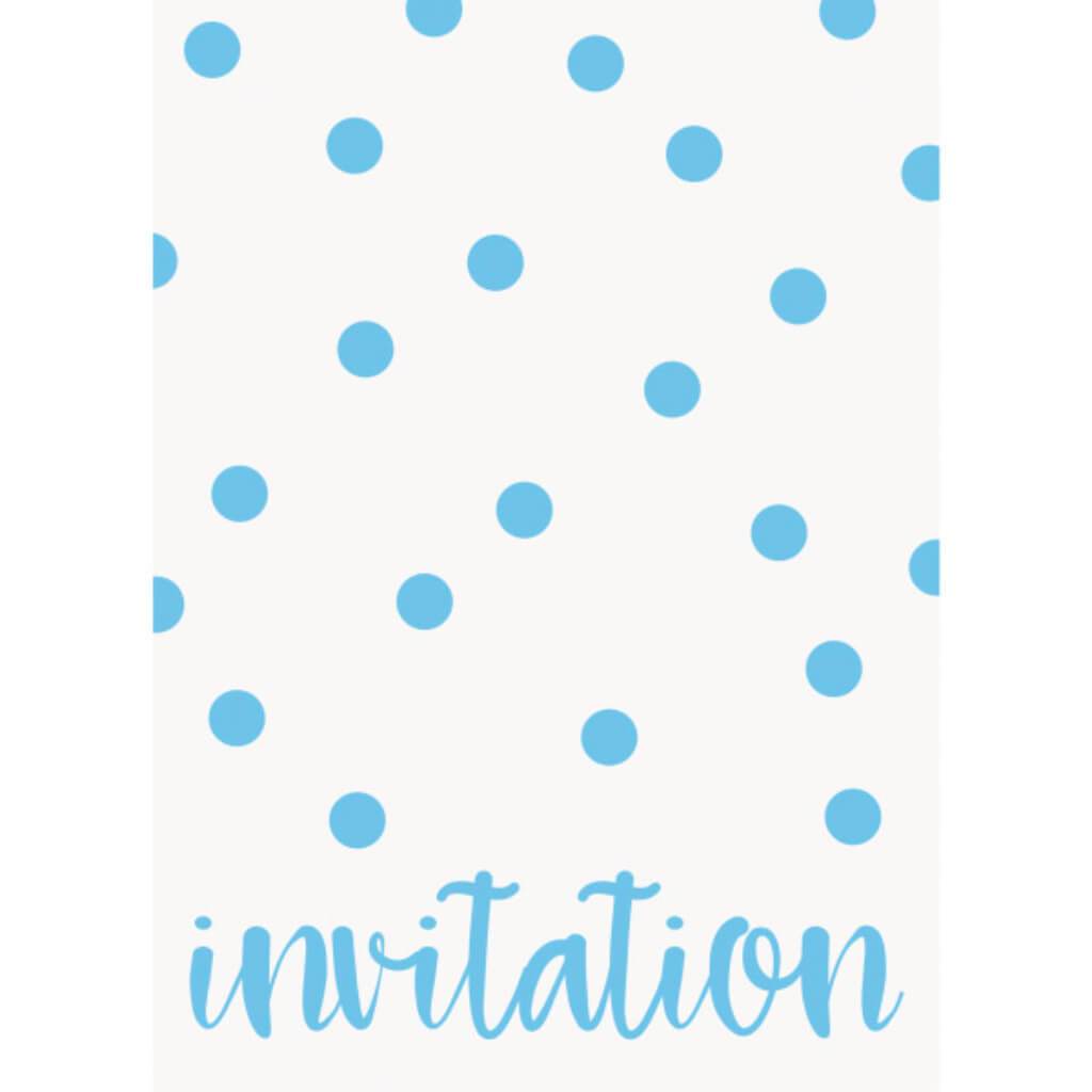 Pastel Blue Dots Invitations 8ct