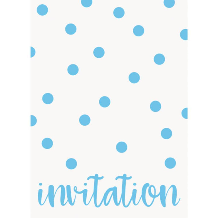 Pastel Blue Dots Invitations 8ct
