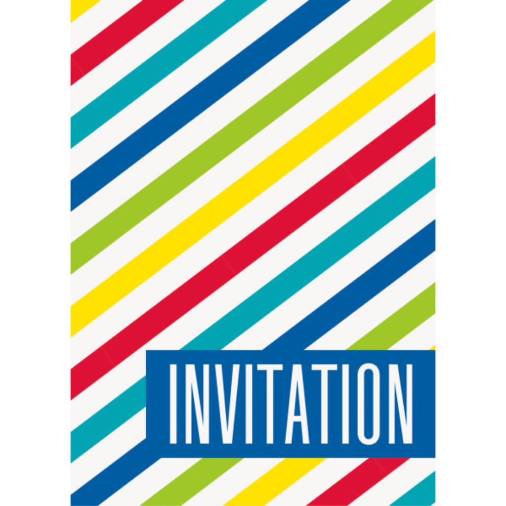 Bright Stripes Invitations 8ct