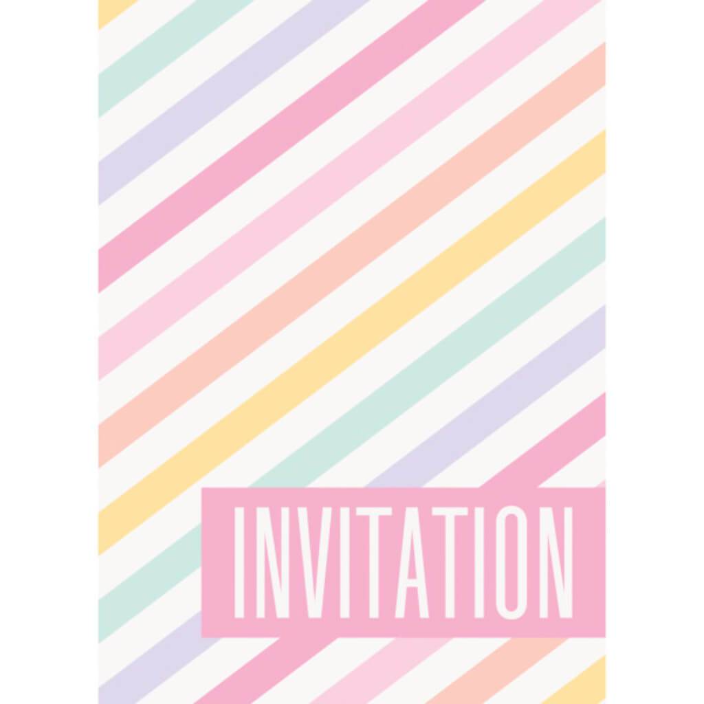 Pastel Stripes Invitations 8ct