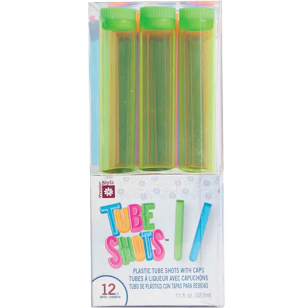 12 Neon Plastic Test Tube Shot Glass