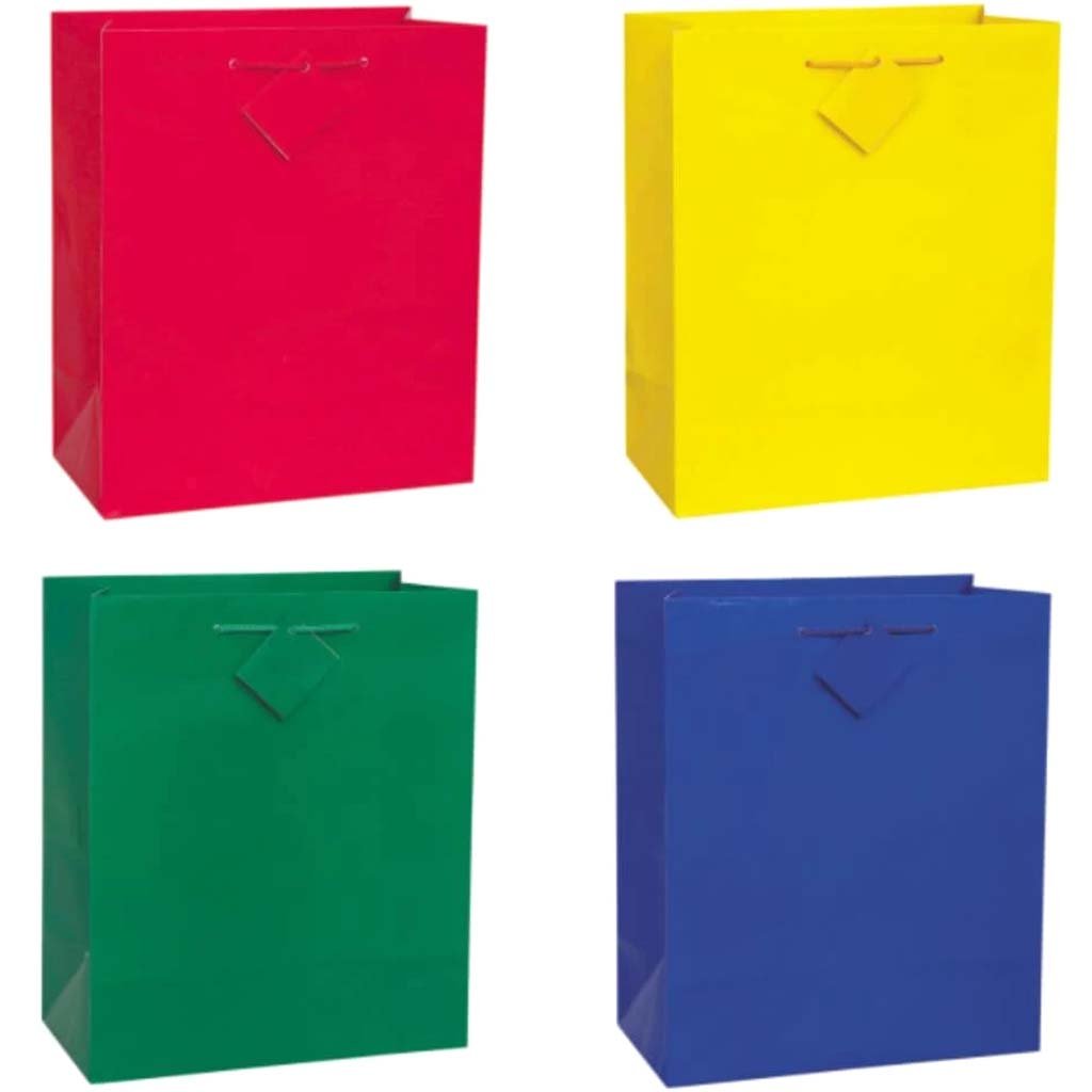 Solid Primary Color Large Gift Bag Assortment