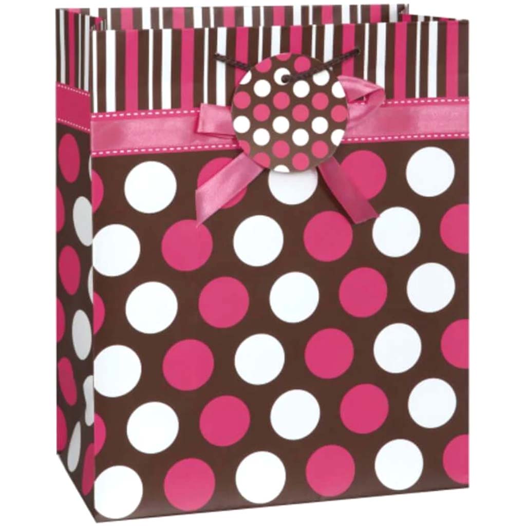 Pink Dots Bow Large Gift Bag