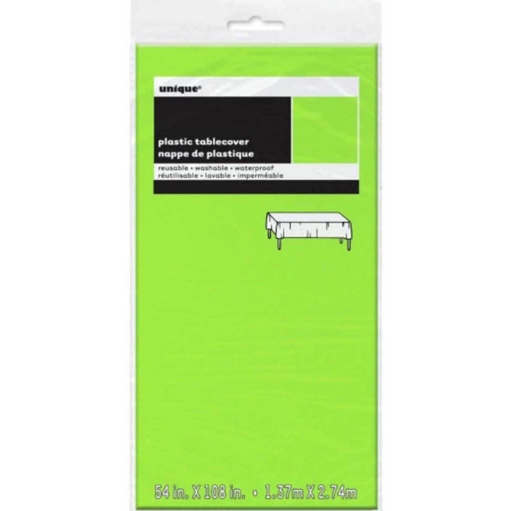 Neon Green Solid Rectangular Plastic Table Cover 54in x 108in