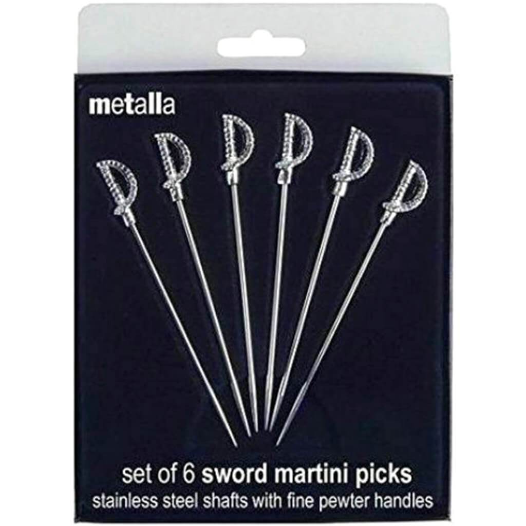 Stainless Steel Sword Martini Picks, Set of 6
