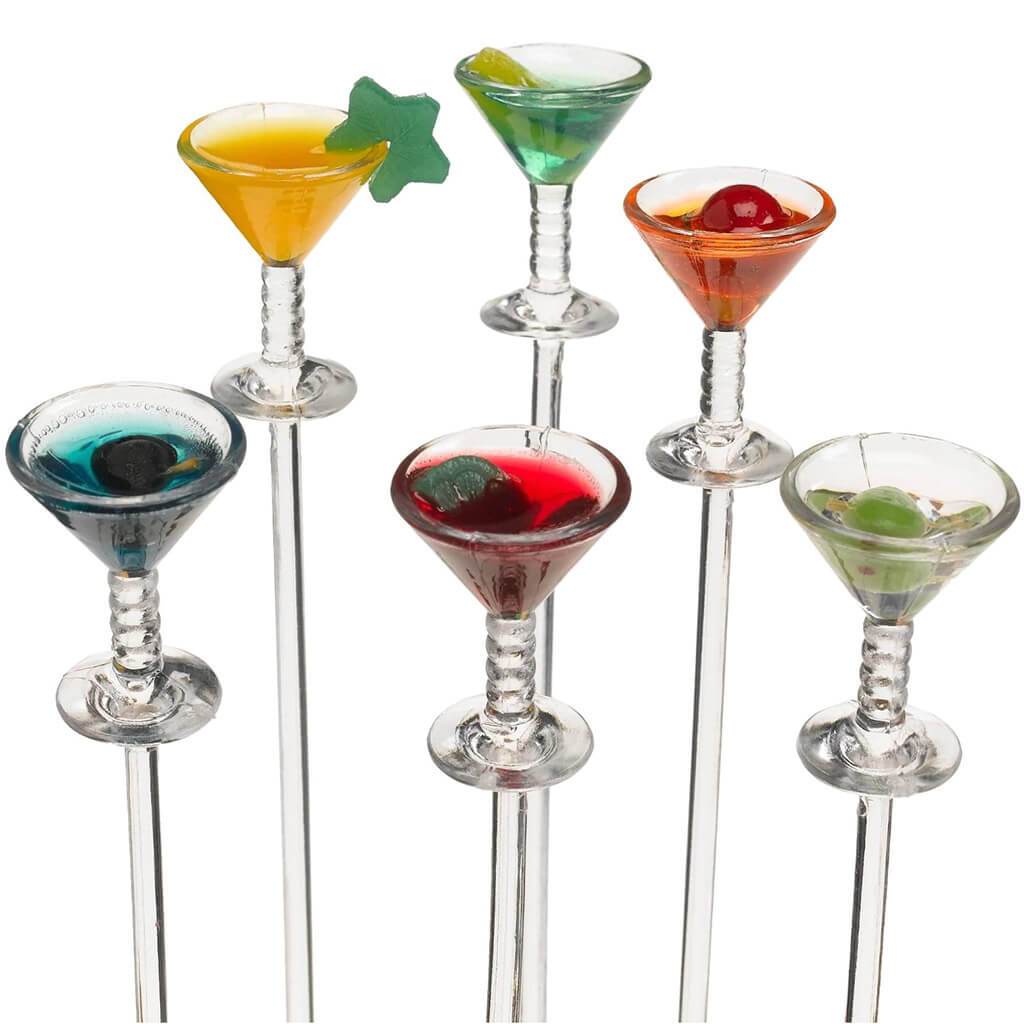 Cocktail Martini Glass Picks, Set of 6