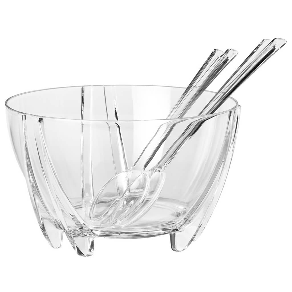 Acrylic Salad Bowl Set Clear 3pc, 6qt