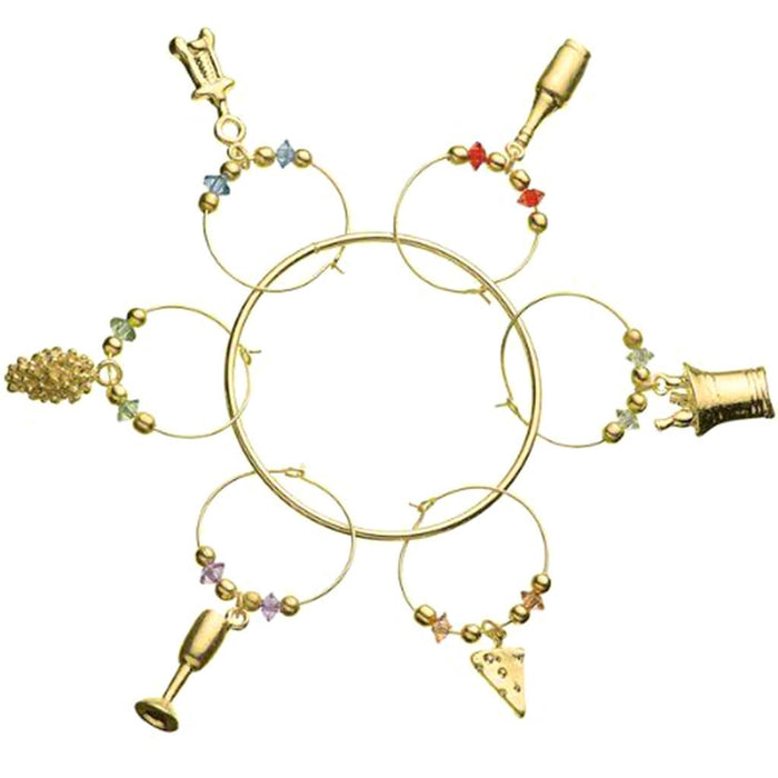 Wine and Cheese Charms - Gold