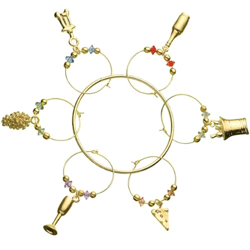 Wine and Cheese Charms - Gold