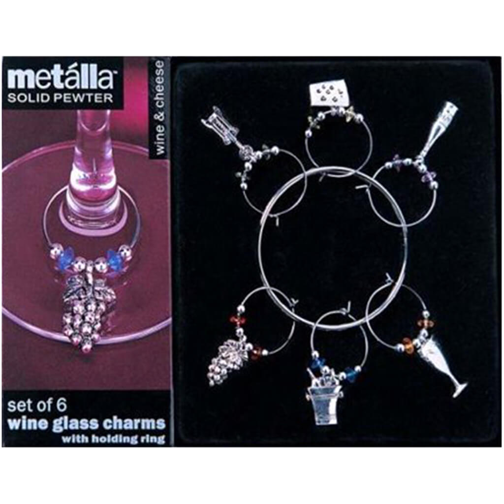 Wine and Cheese Charms - Silver