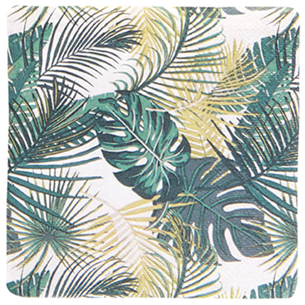 Palm Leaf Ceramic Coaster Set of 6 Green