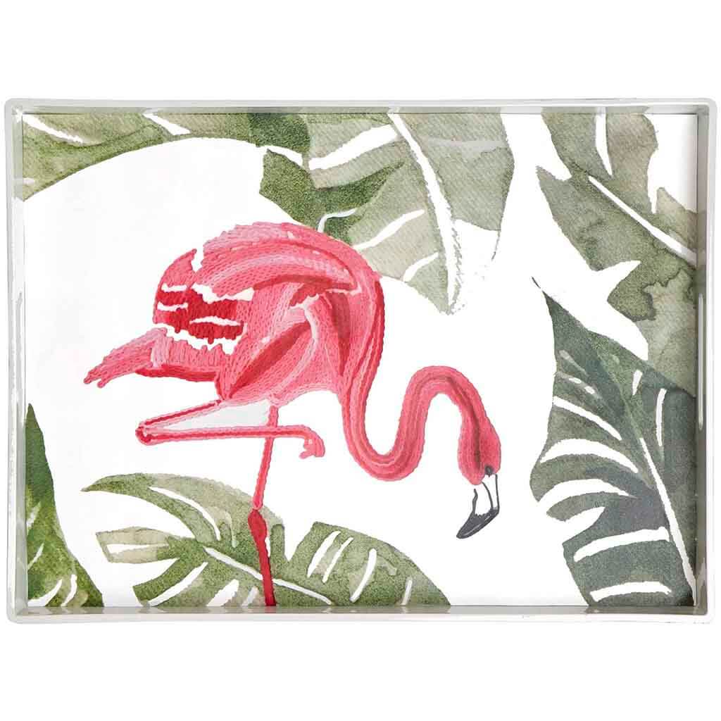 Watercolor Flamingo Rectangular Tray