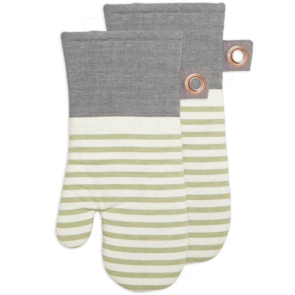 Urban Stripe Oven Mitt Set of 2 Green