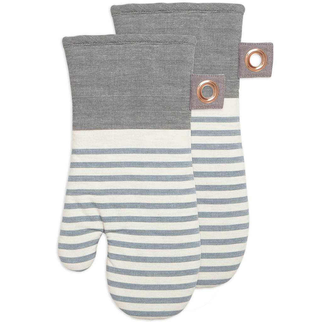 Urban Stripe Oven Mitt Set of 2 Denim