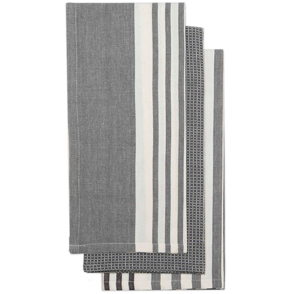 Urban Stripe Cotton Kitchen Towel Black
