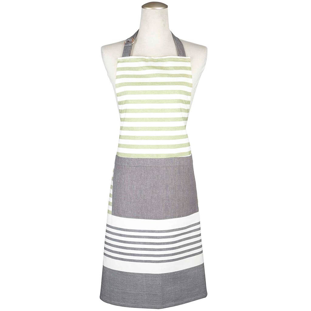 Urban Stripe Adjustable Woven Apron Green, 28in x 32in