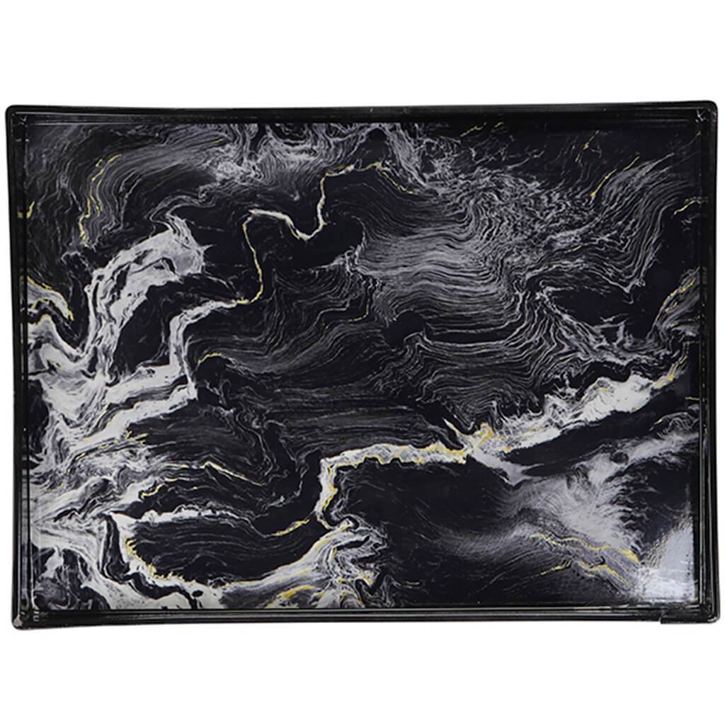 Marble Rectangular Tray 14in x 19in x 1.5in Black