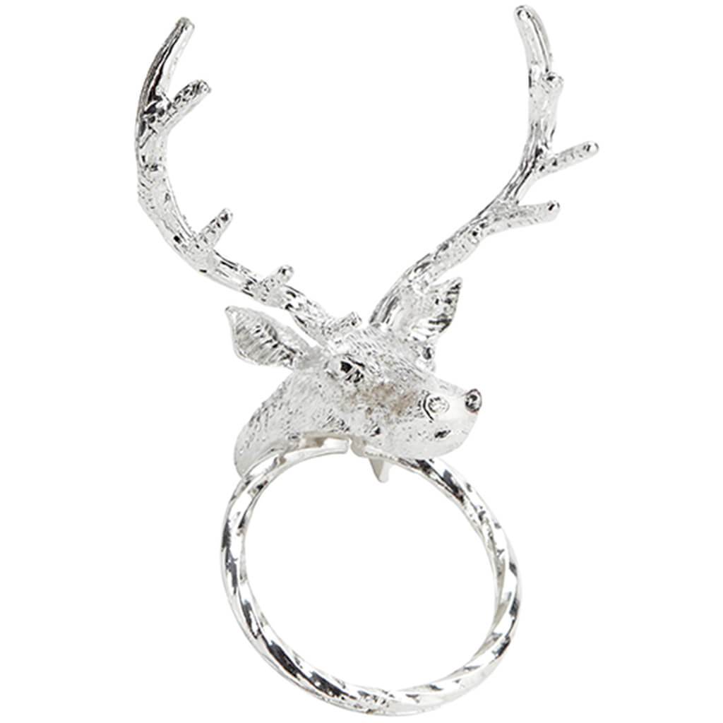 Reindeer Stag Napkin Ring Silver