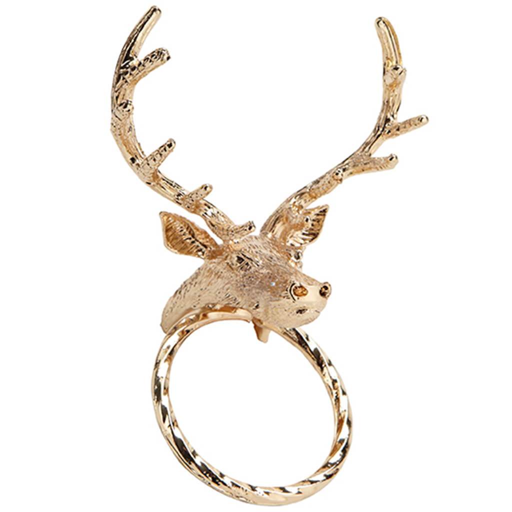 Reindeer Stag Napkin Ring Gold
