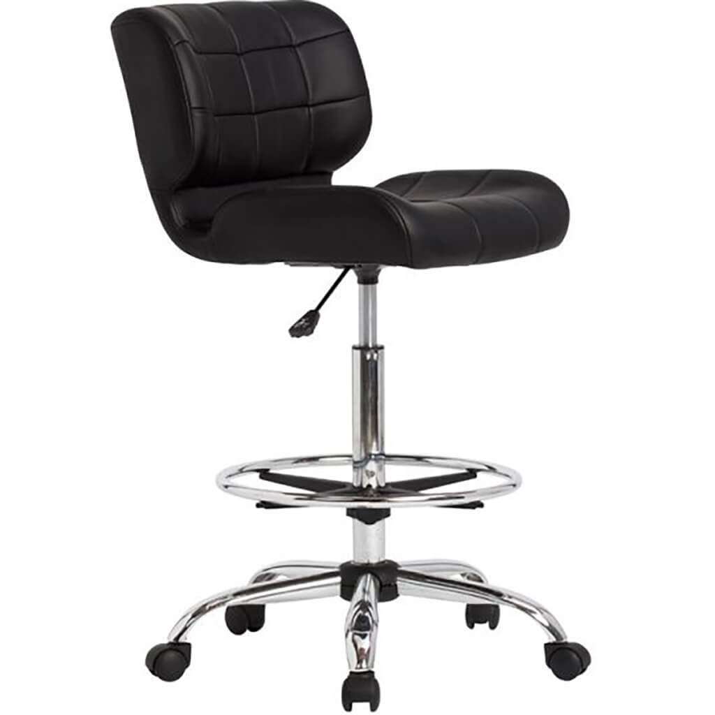 Black Crest Drafting Chair In Chrome