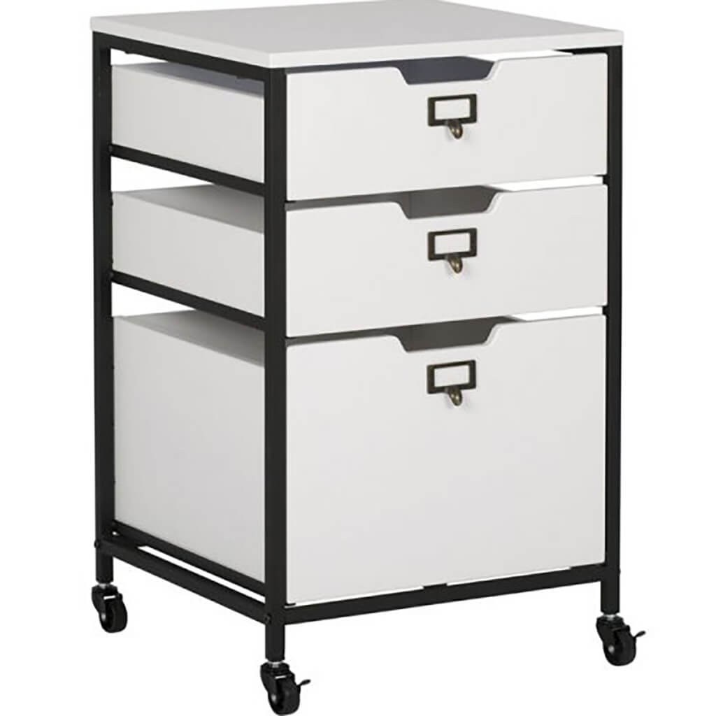 3 Drawer Mobile Storage Organizer In Charcoal White