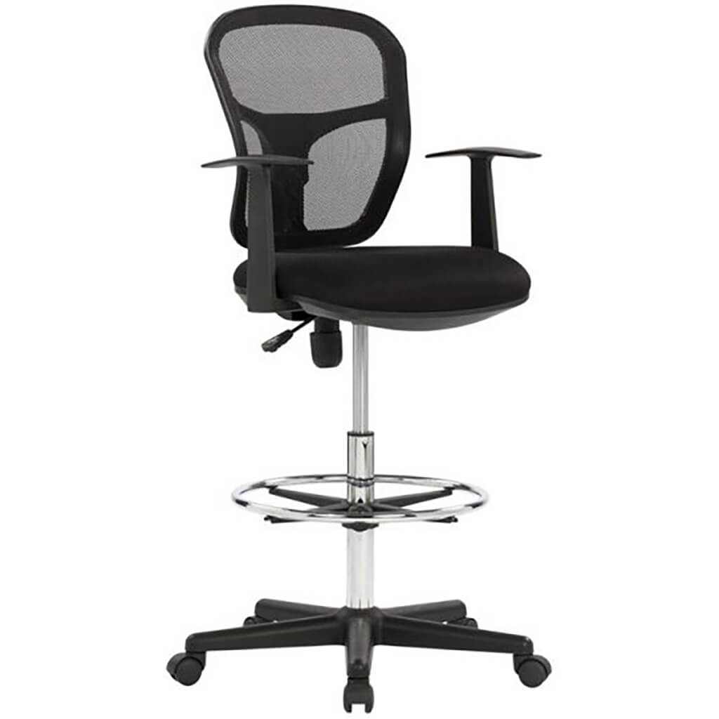 Riviera Height Adjustable Drafting Chair with Arms In Black