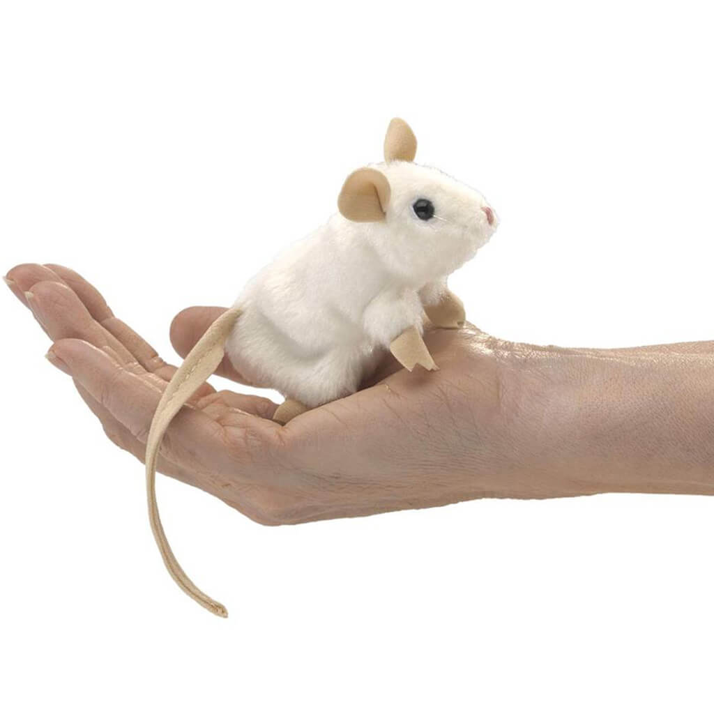 Finger Puppet- Mini White Mouse