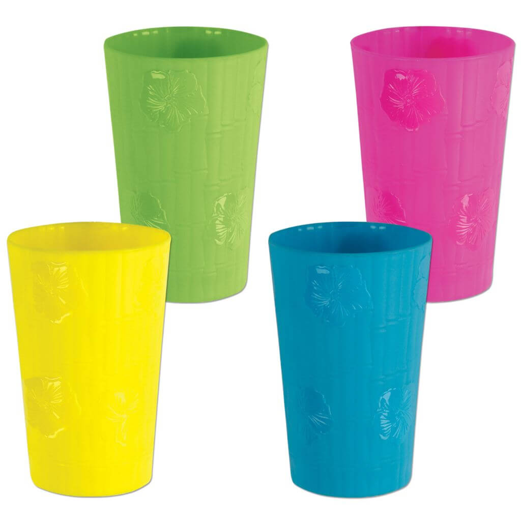 Plastic Tumblers Bamboo &amp; Hibiscus 18oz