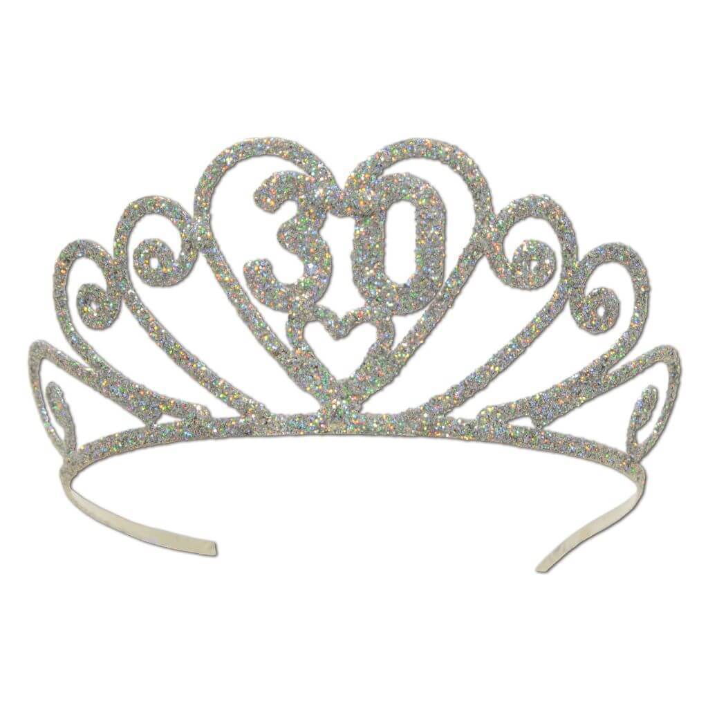 Tiara Glittered Metal &quot;30&quot;