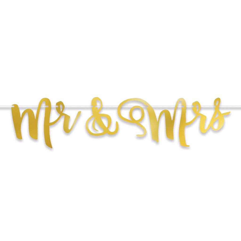 Streamer Foil Mr &amp; Mrs 9.75in x 5ft