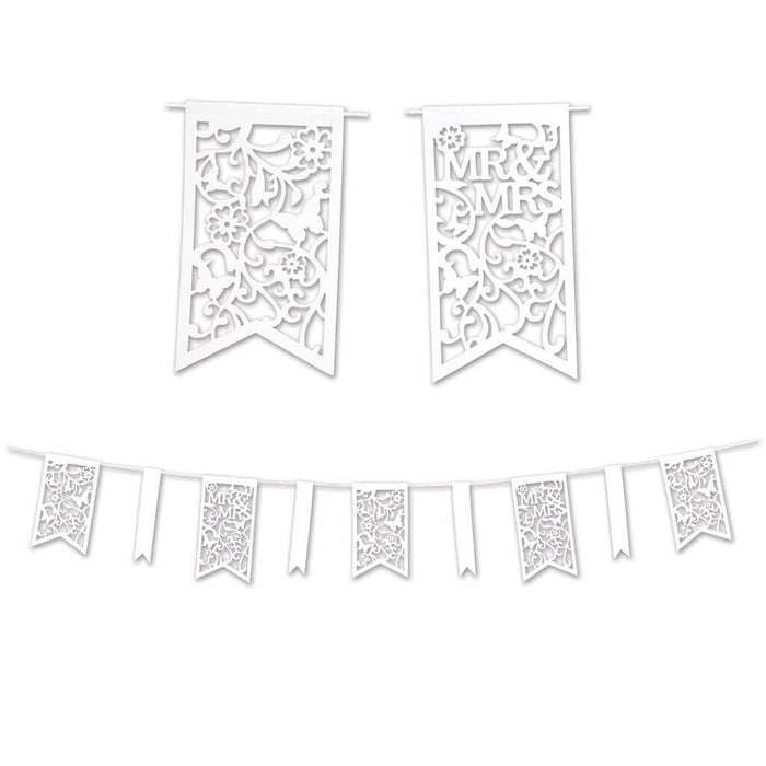 Pennant Banner Mr & Mrs Die-Cut 7.5in x 12ft