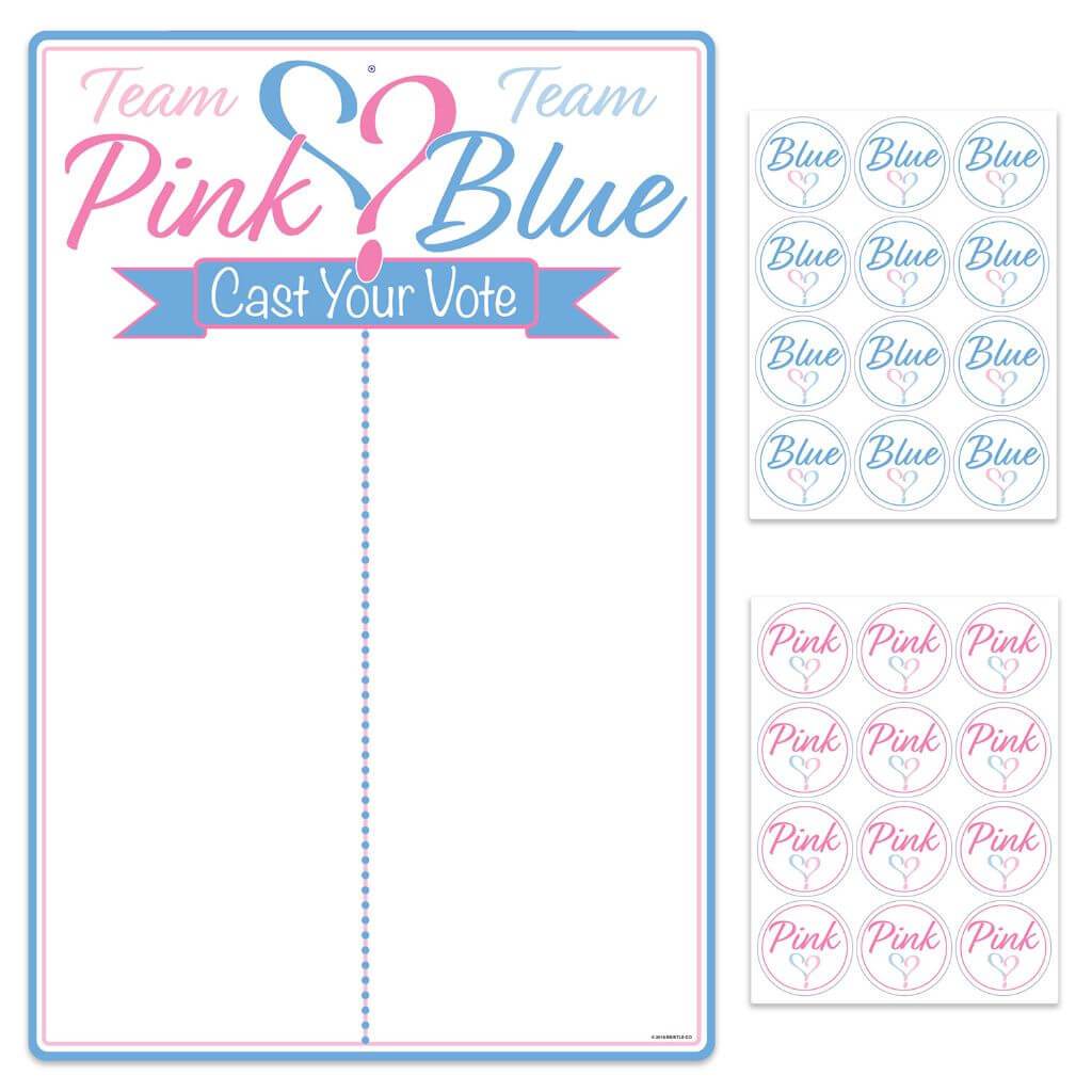 Board &amp; Stickers Gender Reveal Tally 20.25in x 13.5in and1.25in