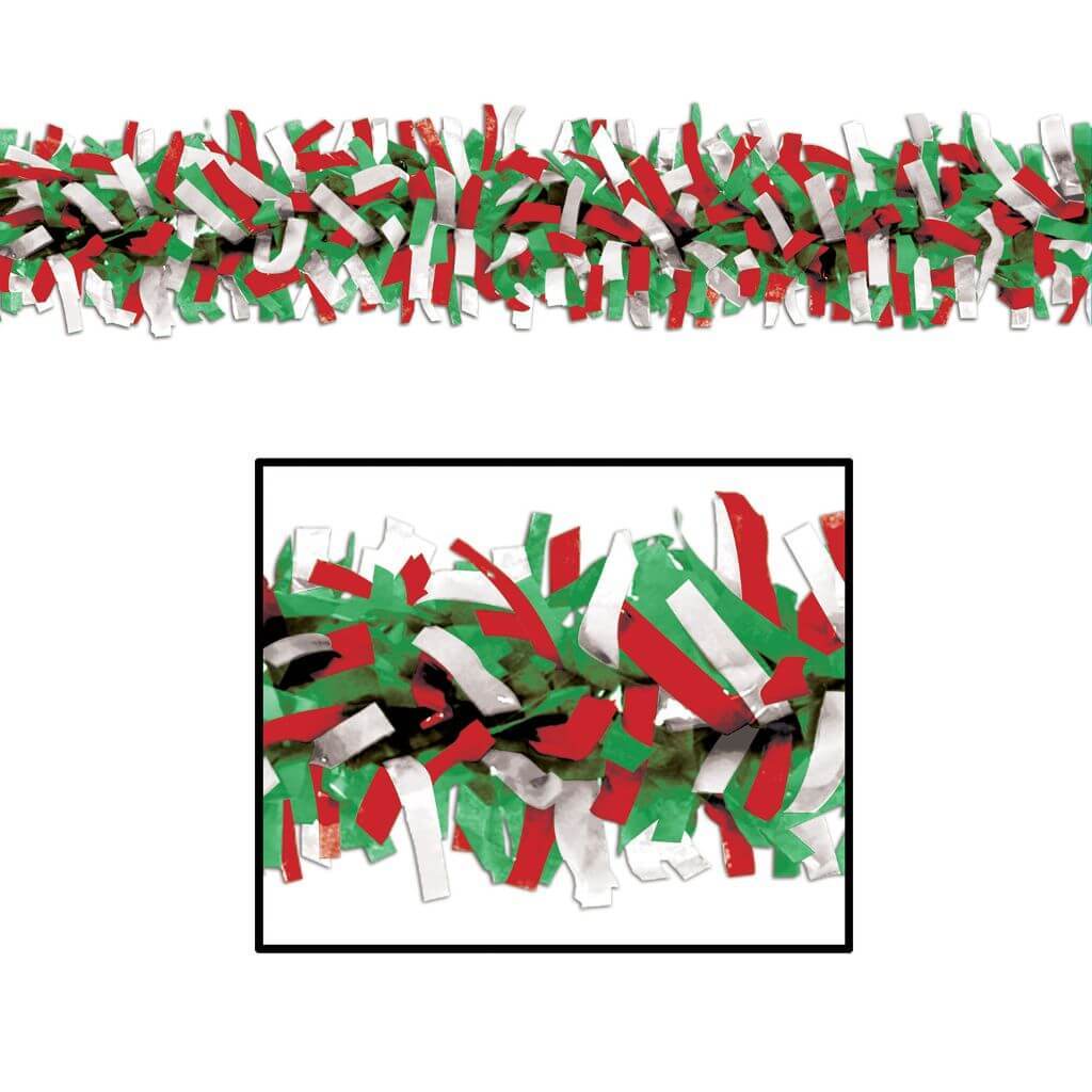 Tissue Festooning 25ft Red/White/Green