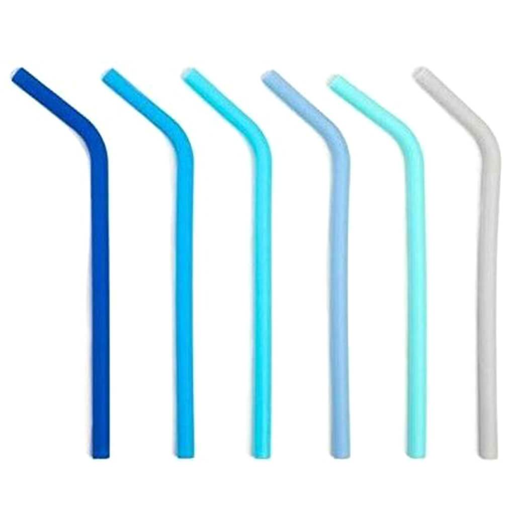 Hydration Ombre Blue Reusable Angeled Silicone Drinking Straw