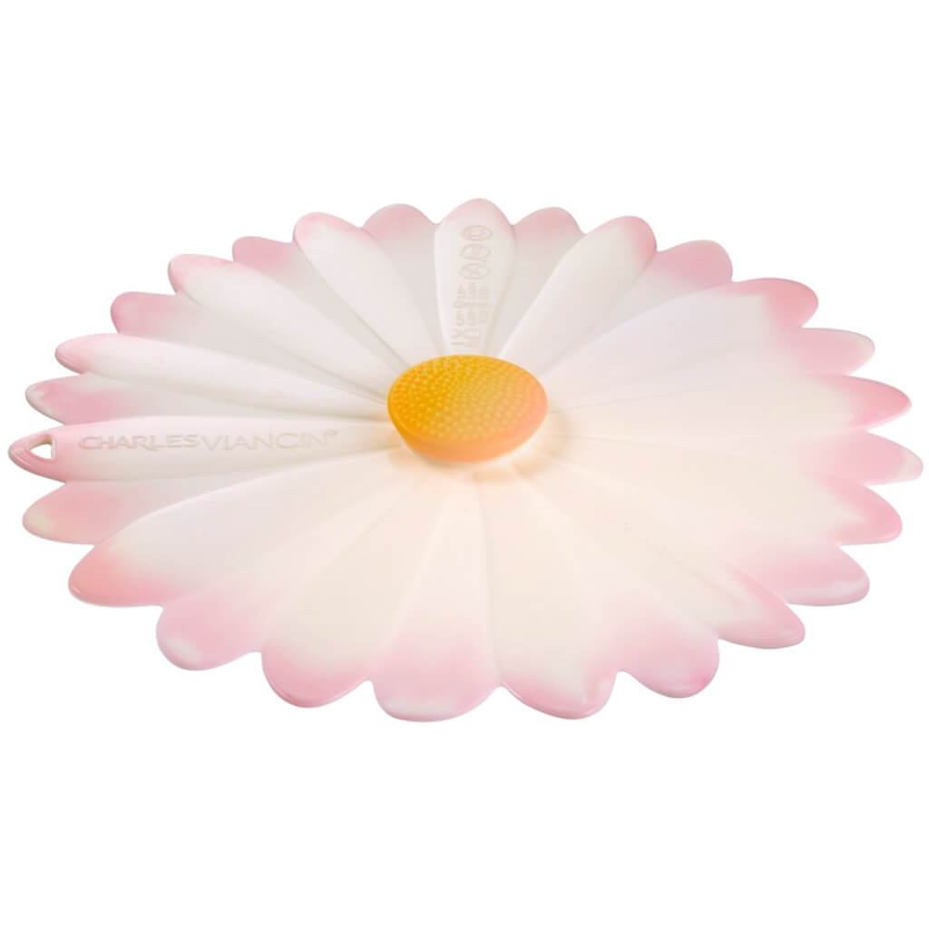 Daisy White/Pink Lid, 9in