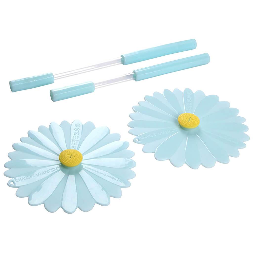 Silicone Daisy Sipper Set Aqua