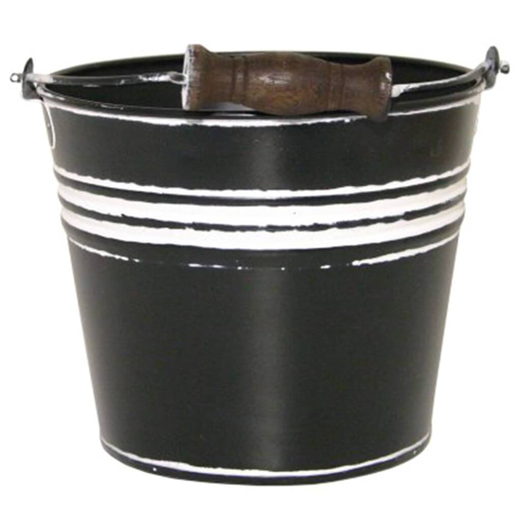 Banded Metal Planter With Handle Charcoal, 6in