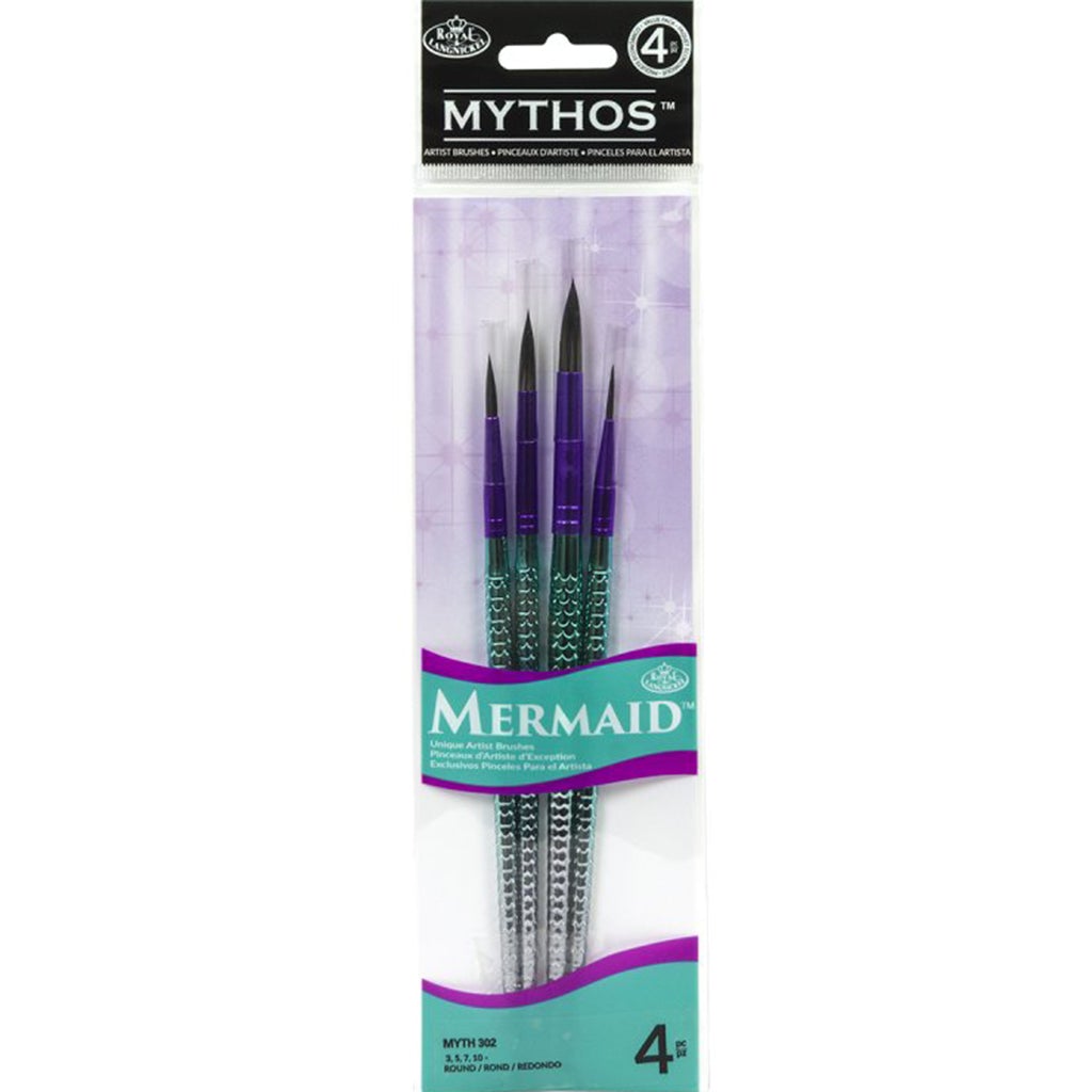 Mythos Mermaid Black Taklon Round Brush Set of 4