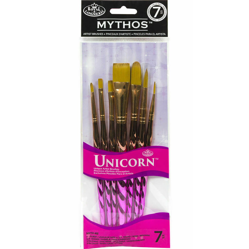 Unicorn Handle Artist Paint Brush Variety 7pcs