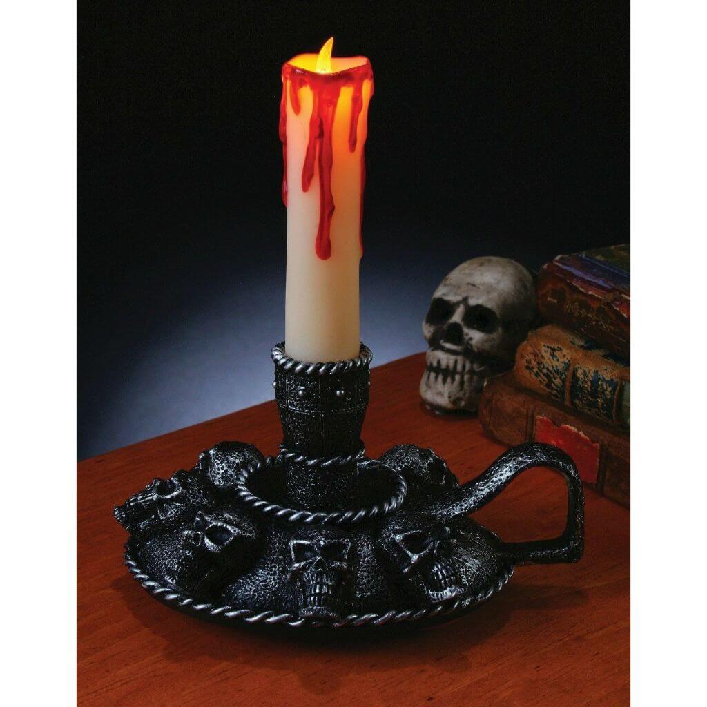 Skull Candle Holder with Candle