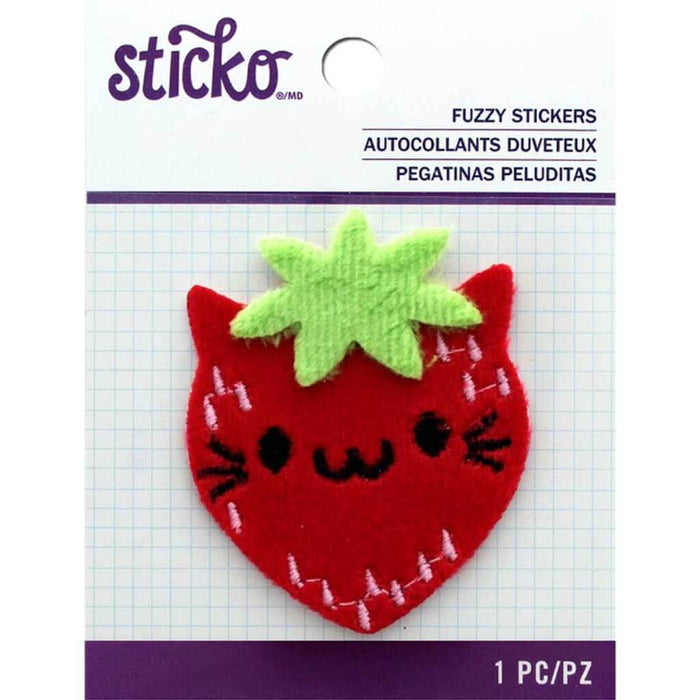 Sticko Strawberry Cat Fuzzy Sticker