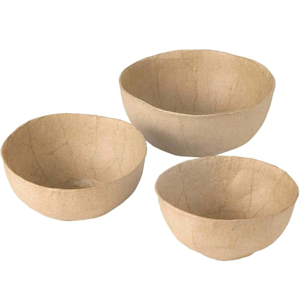 Paper Mache Bowls: 3 Pieces