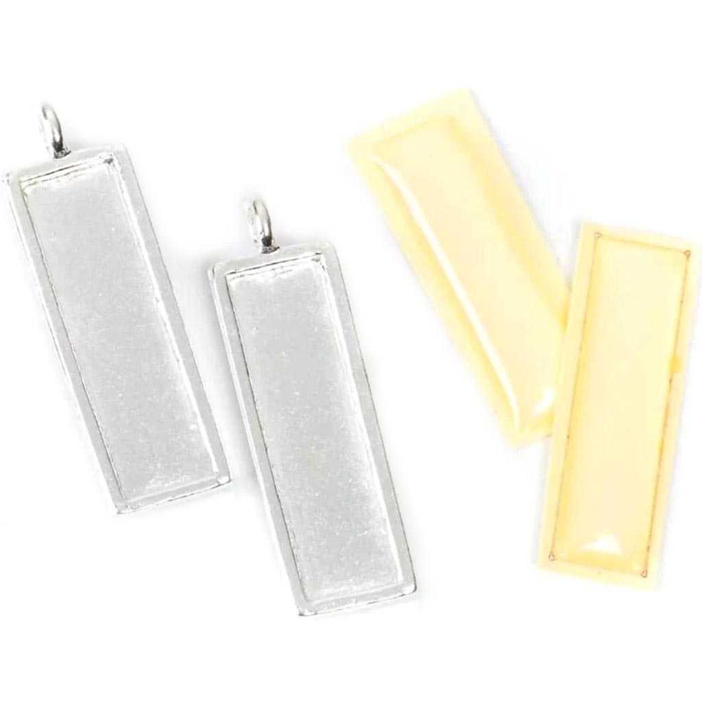 Frame Charm Rectangle 18mm x 24mm Silver 2 Sets