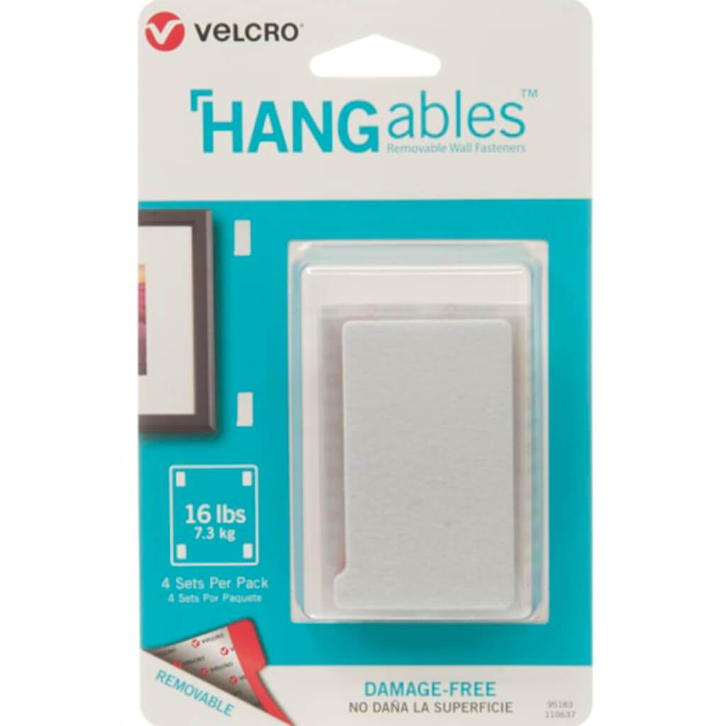 Velcro Hangables Removable Wall Fasteners 3in x 1.75 4ct