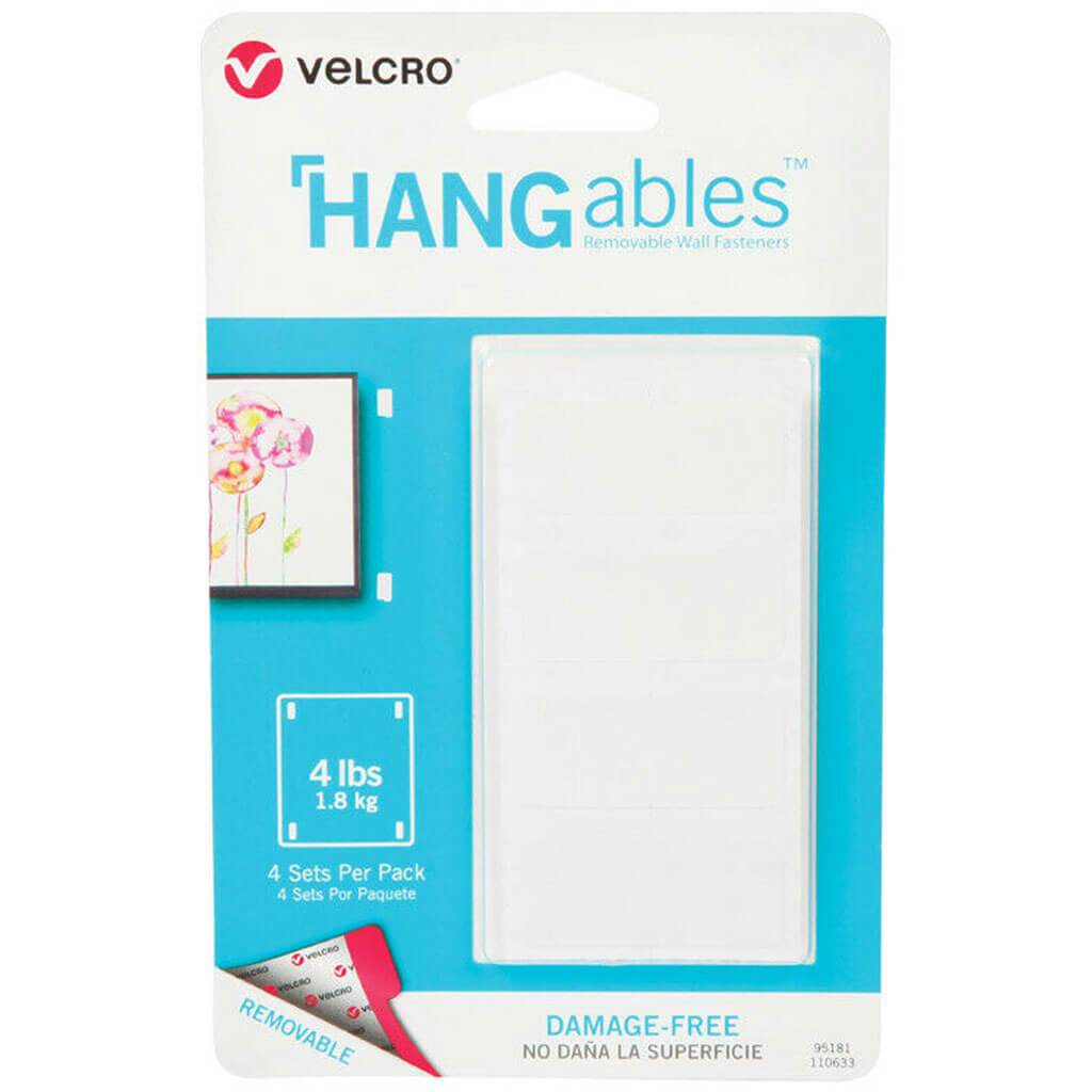 Velcro Wall Fastener Hangables Rectangles 4ct 1-3/4in x 3/4in