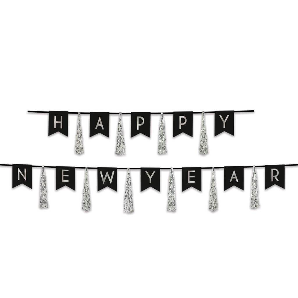 Tassel Streamer Happy New Year 13in x 6ft &amp; 13in x 9ft