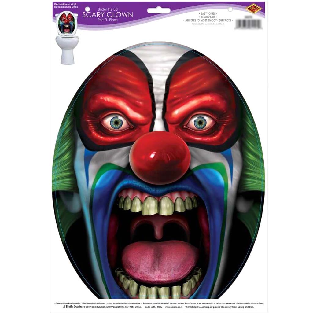 Scary Clown Under The Lid Peel &#39;N Place 12in x 17in