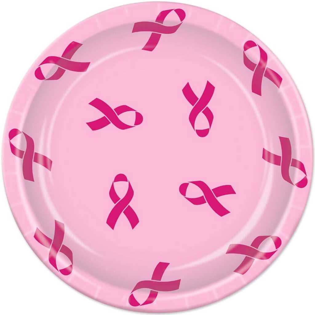 Dinner Plates Pink Ribbon 9in