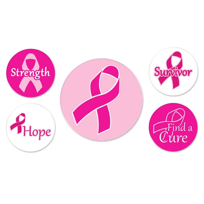 Pink Ribbon Buttons 2-1/3in & 1-1/3in