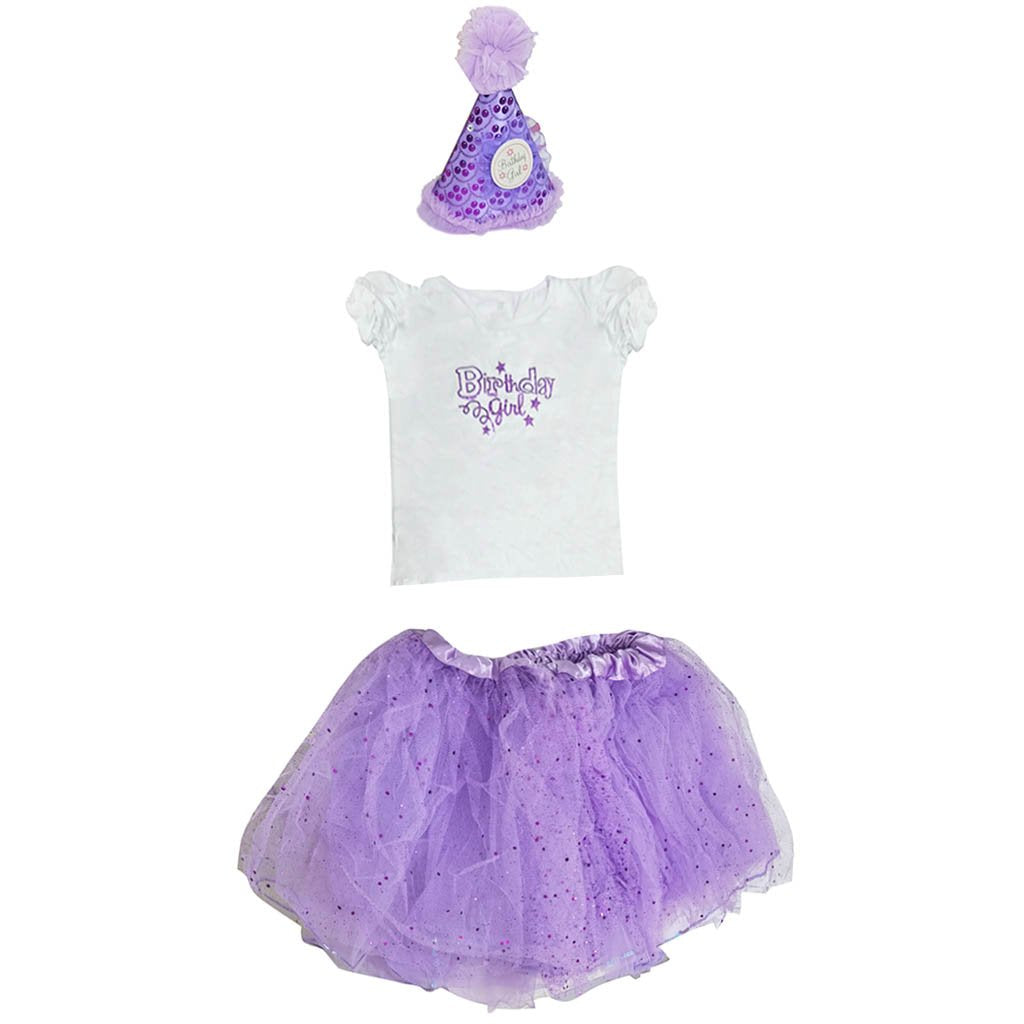 Girl Set Glitter Birthday Purple